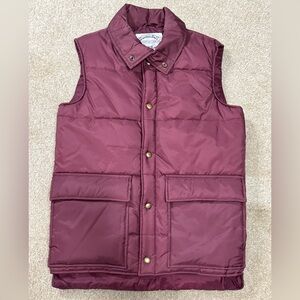 Current Seen Maroon Nylon Puffer Vest - Small - Snaps Pockets Ski